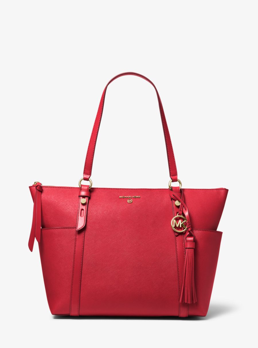 Damske Prenosná Taška Michael Kors Sullivan Large Saffiano Leather Top-Zip Červené - Kabelky Michael Kors Akcia | AKODF-9742